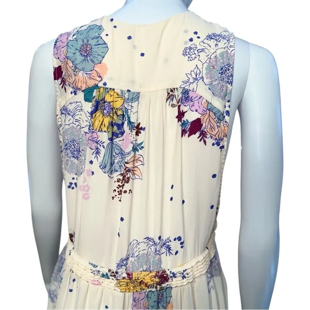 Free People Cream Floral Tunic